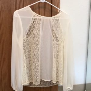 Cream sheer and lacy blouse